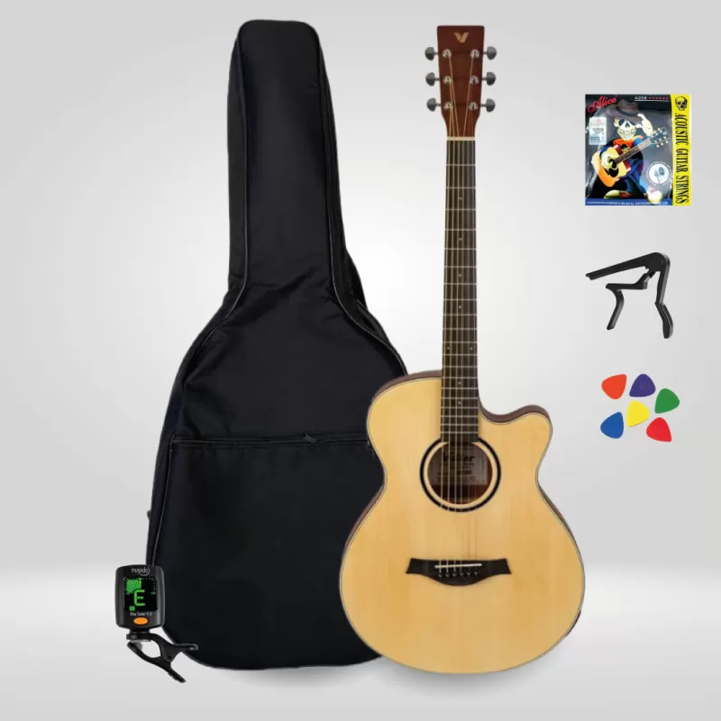 Valler AGX300 Thinbody İnce Kasa Elektro Akustik Gitar Seti - SET1
