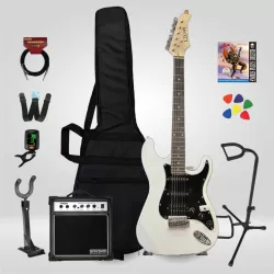 Lilya HSS Elektro Gitar Seti Beyaz - SET2