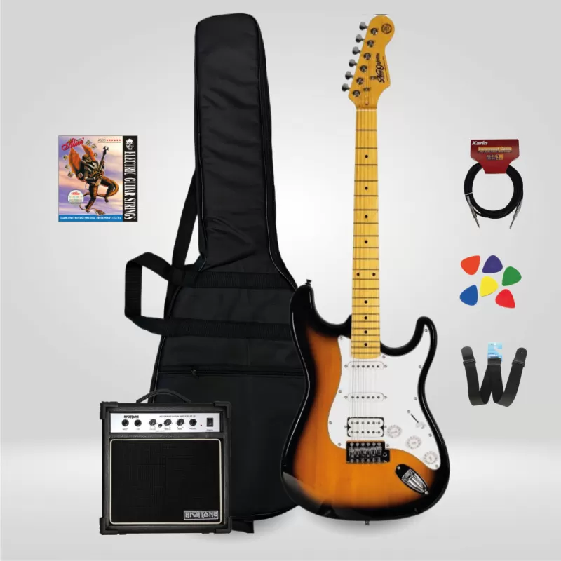 New Orleans NHS9720 Stratocaster HSS Sunburst Elektro Gitar Seti -SET1