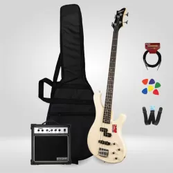 New Orleans NB120 Manyetikli Bej Elektro Bas Gitar Seti -...