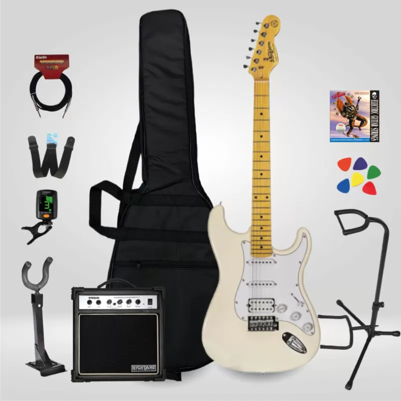 New Orleans NHS9720 Stratocaster HSS Vintage Elektro Gitar Seti White (Beyaz) - Set2